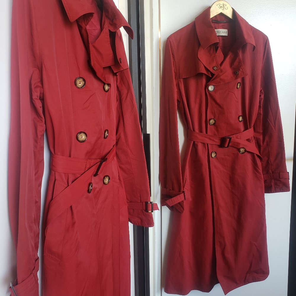 🇨🇦 Vintage Red Belted Trench Coat